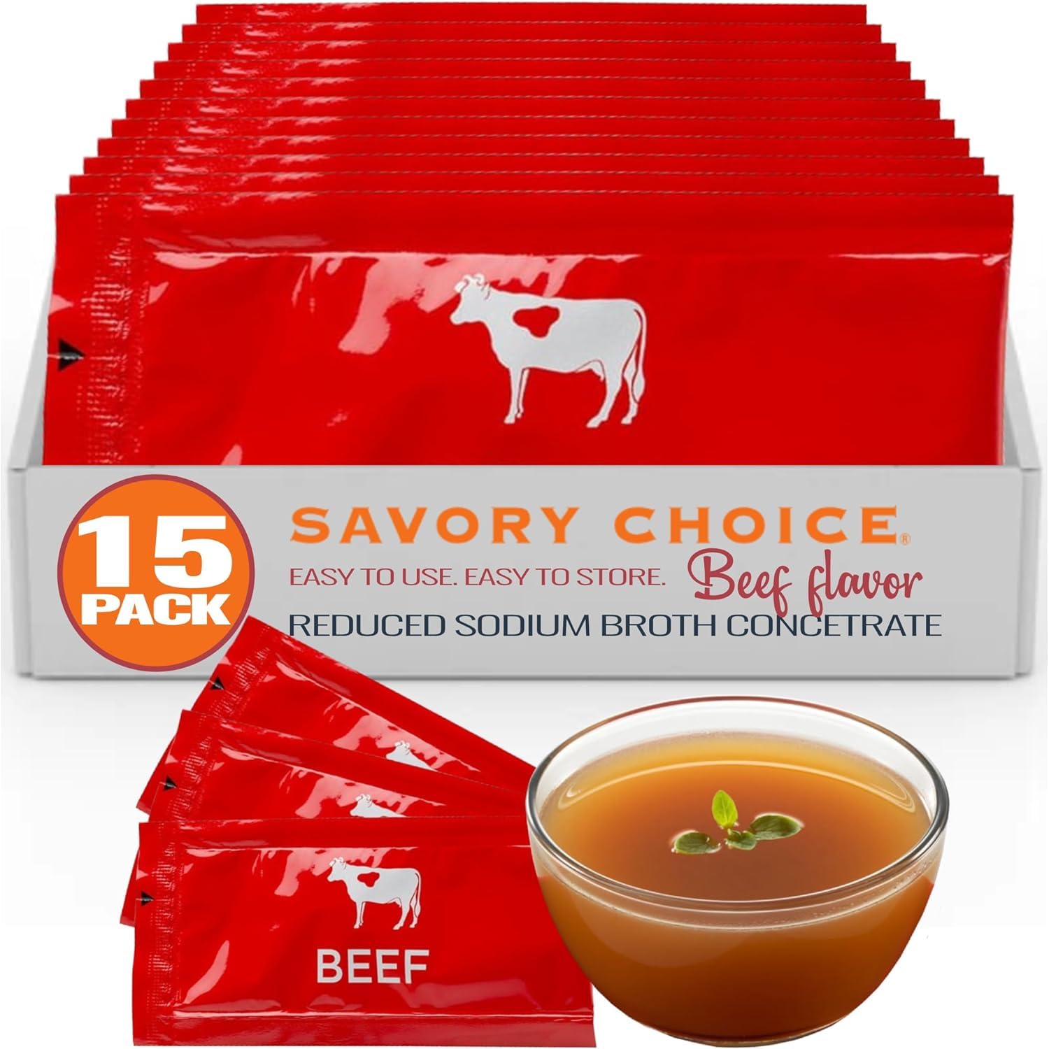 71pEHCeGz0L._SL1500_.jpg Reduced Sodium Beef Broth Concentrate, Packets (9.6g) - Gluten-Free, Diary-Free | SAVORY CHOICE - Image 1